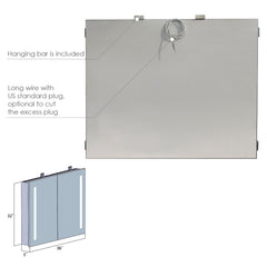 Altair Catola Rectangle 36" Frameless Surface-Mount/Recessed LED Lighted Bathroom Medicine Cabinet