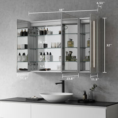 Altair Catola Rectangle 48" Frameless Surface-Mount/Recessed LED Lighted Bathroom Medicine Cabinet