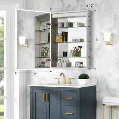 Altair Carsoli Rectangle 24" Frameless Surface-Mount/Recessed LED Lighted Bathroom Medicine Cabinet