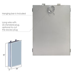 Altair Carsoli Rectangle 24" Frameless Surface-Mount/Recessed LED Lighted Bathroom Medicine Cabinet