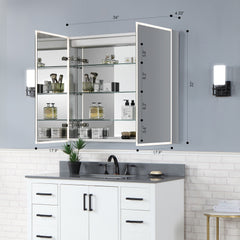 Altair Carsoli Rectangle 36" Frameless Surface-Mount/Recessed LED Lighted Bathroom Medicine Cabinet