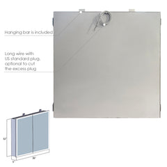 Altair Carsoli Rectangle 36" Frameless Surface-Mount/Recessed LED Lighted Bathroom Medicine Cabinet