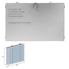 Altair Carsoli Rectangle 48" Frameless Surface-Mount/Recessed LED Lighted Bathroom Medicine Cabinet