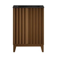 Swiss Madison Troyes 24" Freestanding Bathroom Vanity in Brown Oak with Black 3-Hole Centerset Sink Top - SM-BV3401BO-3CMB