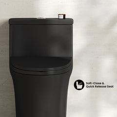 Swiss Madison Bastille One-Piece 12" Rough-in 1.1/1.6 GPF Dual Top Flush Elongated Toilet in Matte Black - SM-1T128MB