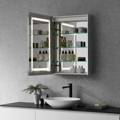Altair Bojano Rectangle 24" Frameless Surface-Mount/Recessed LED Lighted Bathroom Medicine Cabinet