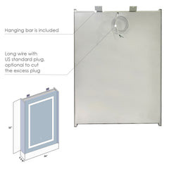 Altair Bojano Rectangle 24" Frameless Surface-Mount/Recessed LED Lighted Bathroom Medicine Cabinet