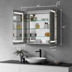 Altair Bojano Rectangle 36" Frameless Surface-Mount/Recessed LED Lighted Bathroom Medicine Cabinet