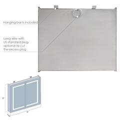 Altair Bojano Rectangle 36" Frameless Surface-Mount/Recessed LED Lighted Bathroom Medicine Cabinet