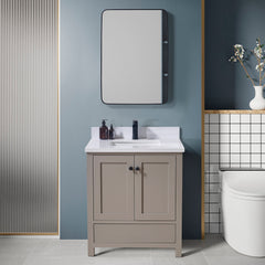 Altair 31. in Engineered Stone Vanity Top in Snow White with White Sink