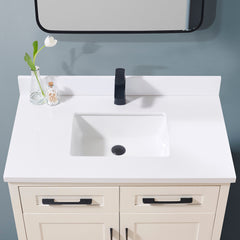 Altair Caorle 37. in Engineered Stone Vanity Top in Snow White with White Sink