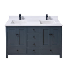 Altair Caorle 61. in Engineered Stone Vanity Top in Snow White with Double White Sink