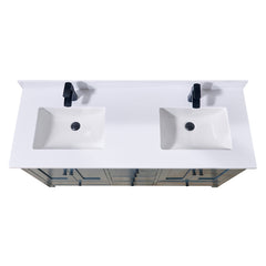 Altair Caorle 61. in Engineered Stone Vanity Top in Snow White with Double White Sink