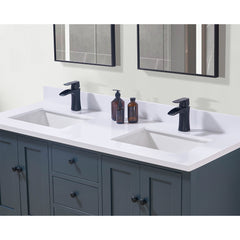 Altair Caorle 61. in Engineered Stone Vanity Top in Snow White with Double White Sink