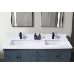 Altair Caorle 61. in Engineered Stone Vanity Top in Snow White with Double White Sink