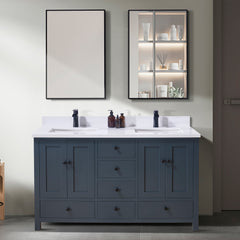 Altair Caorle 61. in Engineered Stone Vanity Top in Snow White with Double White Sink