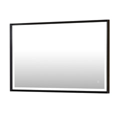 Altair Apollo 48"x30" Rectangular Anti-Fog Dimmable Modern Bathroom/Vanity LED Lighted Wall Mirror in Matte Black Aluminum Framed
