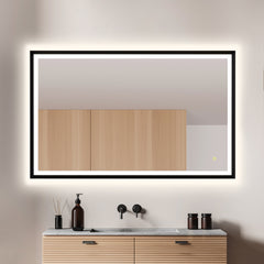 Altair Apollo 48"x30" Rectangular Anti-Fog Dimmable Modern Bathroom/Vanity LED Lighted Wall Mirror in Matte Black Aluminum Framed
