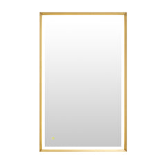 Altair Apollo 48"x30" Rectangular Anti-Fog Dimmable Modern Bathroom/Vanity LED Lighted Wall Mirror in Matte Black Aluminum Framed - Brushed Gold