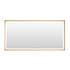 Altair Apollo 60"x30" Rectangular Anti-Fog Dimmable Modern Bathroom/Vanity LED Lighted Wall Mirror in Matte Black Aluminum Framed - Brushed Gold