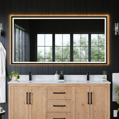 Altair Apollo 72"x36" Rectangular Anti-Fog Dimmable Modern Bathroom/Vanity LED Lighted Wall Mirror in Matte Black Aluminum Framed