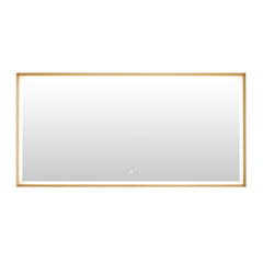 Altair Apollo 72"x36" Rectangular Anti-Fog Dimmable Modern Bathroom/Vanity LED Lighted Wall Mirror in Matte Black Aluminum Framed - Brushed Gold