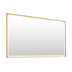Altair Apollo 84"x42" Rectangular Anti-Fog Dimmable Modern Bathroom/Vanity LED Lighted Wall Mirror in Matte Black Aluminum Framed - Brushed Gold