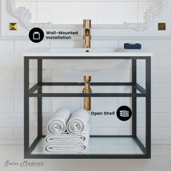 Swiss Madison Pierre 30 Single, Open Shelf, Metal Frame Bathroom Vanity - SM-BV556 - The Home Selection
