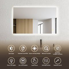 Altair Aurora 48"x30" Rectangular Framelesss Anti-Fog Dimmable Modern Bathroom/Vanity LED Lighted Wall Mirror