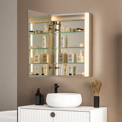 Altair Serra 24"x32" Rectangular Frameless Surface-Mount LED Lighted Bathroom Aluminum Mirror Medicine Cabinet