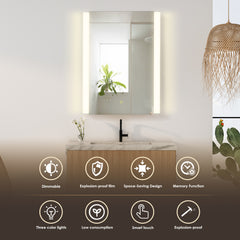Altair Serra 24"x32" Rectangular Frameless Surface-Mount LED Lighted Bathroom Aluminum Mirror Medicine Cabinet