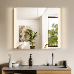 Altair Serra 36"x32" Rectangular Frameless Surface-Mount LED Lighted Bathroom Aluminum Mirror Medicine Cabinet