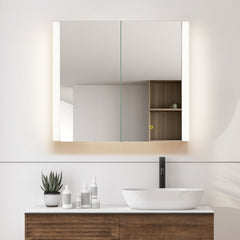 Altair Serra 36"x32" Rectangular Frameless Surface-Mount LED Lighted Bathroom Aluminum Mirror Medicine Cabinet
