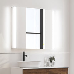 Altair Serra 36"x32" Rectangular Frameless Surface-Mount LED Lighted Bathroom Aluminum Mirror Medicine Cabinet