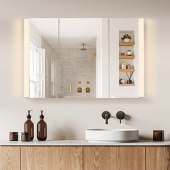Altair Serra 48"x32" Rectangular Frameless Surface-Mount LED Lighted Bathroom Aluminum Mirror Medicine Cabinet