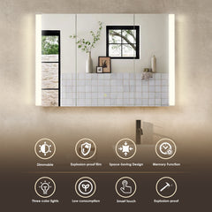 Altair Serra 48"x32" Rectangular Frameless Surface-Mount LED Lighted Bathroom Aluminum Mirror Medicine Cabinet