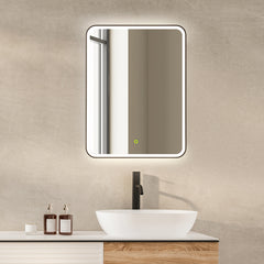 Altair Ostaria 24"x32" Rectangular Surface-Mount/Reccessed LED Lighted Bathroom Black Aluminum Mirror Medicine Cabinet