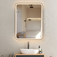 Altair Ostaria 24"x32" Rectangular Surface-Mount/Reccessed LED Lighted Bathroom Black Aluminum Mirror Medicine Cabinet