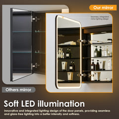 Altair Ostaria 24"x32" Rectangular Surface-Mount/Reccessed LED Lighted Bathroom Black Aluminum Mirror Medicine Cabinet