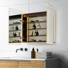 Altair Ostaria 36"x32" Rectangular Surface-Mount/Reccessed LED Lighted Bathroom Black Aluminum Mirror Medicine Cabinet