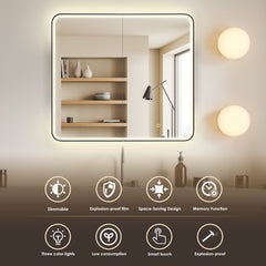 Altair Ostaria 36"x32" Rectangular Surface-Mount/Reccessed LED Lighted Bathroom Black Aluminum Mirror Medicine Cabinet