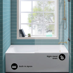 Swiss Madison Ivy 60" X 30" Right-Hand Drain Alcove Bathtub with Apron - SM-AB546 - The Home Selection