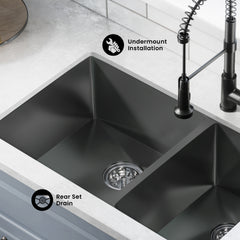 Swiss Madison Rivage 33" x 20" Dual Basin, Undermount Kitchen Sink - SM-KU725