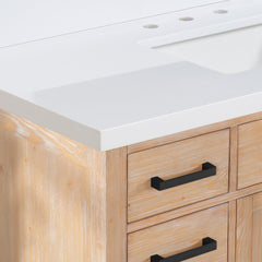 Altair Caorle 84. in Engineered Stone Vanity Top in Snow White with White Sink