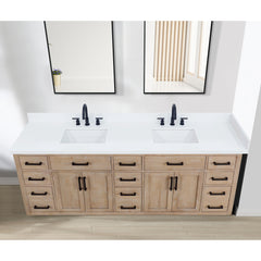 Altair Caorle 84. in Engineered Stone Vanity Top in Snow White with White Sink