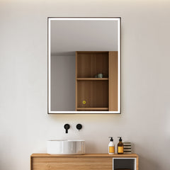 Altair Fenice 24"x32" Rectangular Surface-Mount/Reccessed LED Lighted Bathroom Black Aluminum Mirror Medicine Cabinet