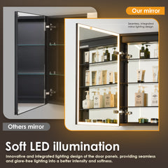 Altair Fenice 24"x32" Rectangular Surface-Mount/Reccessed LED Lighted Bathroom Black Aluminum Mirror Medicine Cabinet