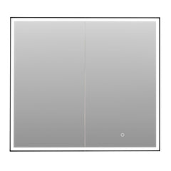 Altair Fenice 36"x32" Rectangular Surface-Mount/Reccessed LED Lighted Bathroom Black Aluminum Mirror Medicine Cabinet