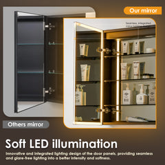 Altair Fenice 36"x32" Rectangular Surface-Mount/Reccessed LED Lighted Bathroom Black Aluminum Mirror Medicine Cabinet