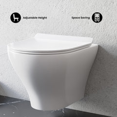 Swiss Madison Monaco Wall-Hung Toilet Bundle 0.8/1.6 GPF Dual Flush in Glossy White with Black Flush Plate - SM-WT1003GW
